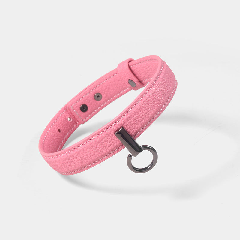 Collar Pink top layer cowhide collar