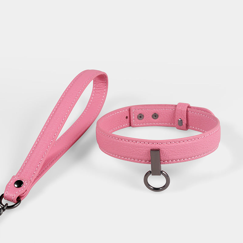 Collar Pink top layer cowhide collar